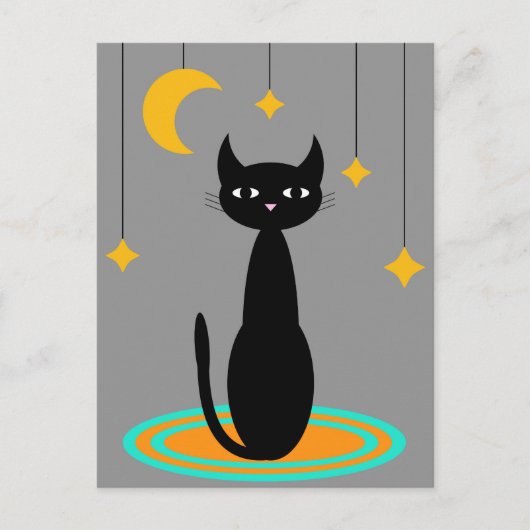 Black Cat Moon Briefkaart (Voorkant)