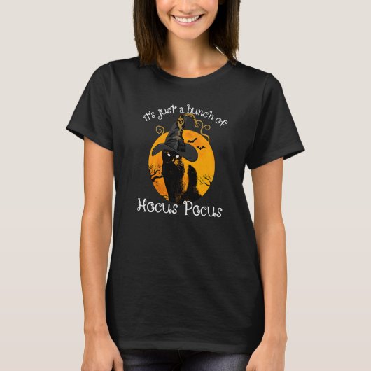 Black Cat Moon Halloween Costume Bunch of Hocus Po T-shirt (Voorkant)