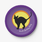 Black Cat & Moon Kinder (Party Borden) Papieren Bordje (Voorkant)