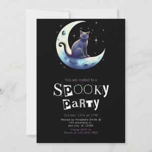 Black Cat Moon Moderne Minimalistische Halloween Kaart