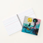 Black Cat Moon Ocean Pink Magical Witchy AI Art Notitieboek (Binnen)