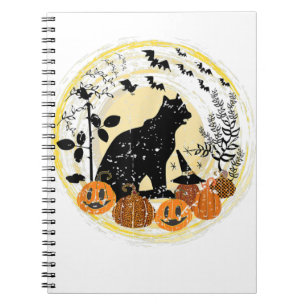 Black Cat Moon Pumpkin Witch Pet Halloween Bats Tr Notitieboek