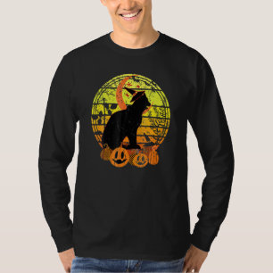Black Cat Moon Pumpkin Witch Pet Halloween Scary V T-shirt