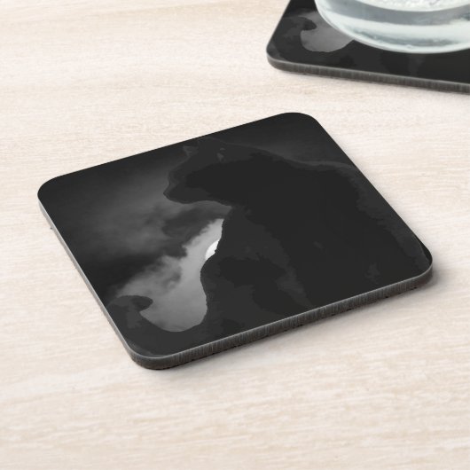 Black Cat Moonlight Silhouette Bier Onderzetter (Linkerzijde)