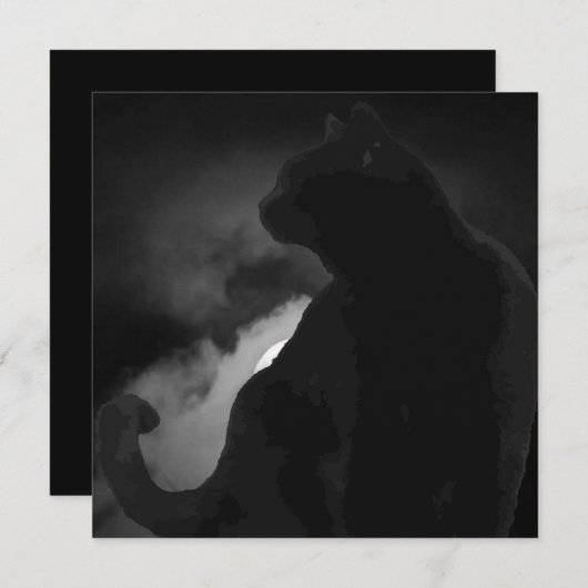 Black Cat Moonlight Silhouette Kaart (Voorkant / Achterkant)