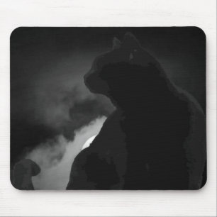 Black Cat Moonlight Silhouette Muismat