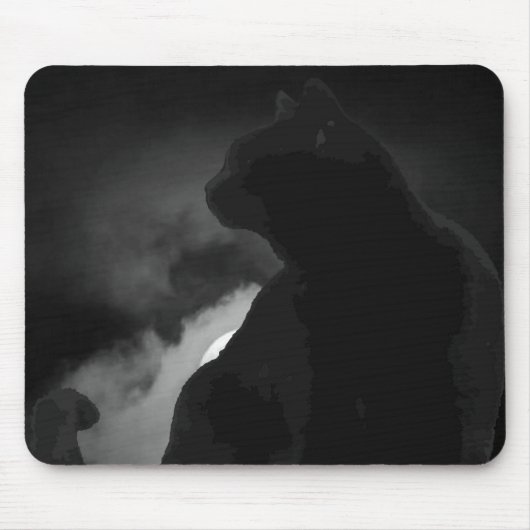 Black Cat Moonlight Silhouette Muismat (Voorkant)