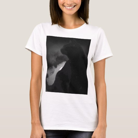 Black Cat Moonlight Silhouette T-shirt (Voorkant)