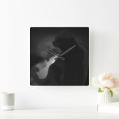 Black Cat Moonlight Silhouette Vierkante Klok (Huis)