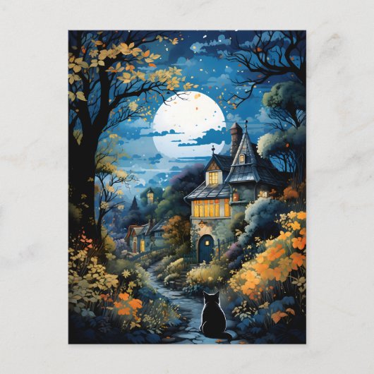 Black Cat - Moonlit Serenity Briefkaart (Voorkant)
