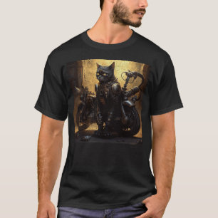Black Cat Motorfiets Steampunk T-shirt
