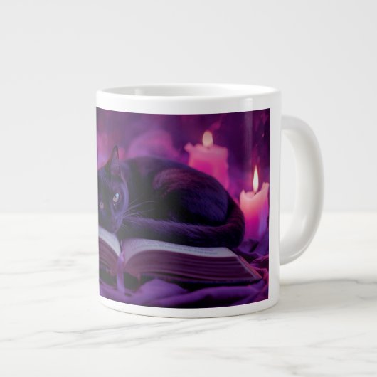 Black Cat Mug | Witchy Candlelight Coffee Cup Grote Koffiekop (Voorkant rechts)