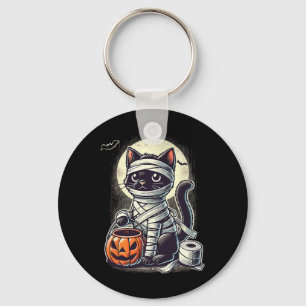 Black Cat Mummy Mannen Vrouwen Kinder Halloween Fu Sleutelhanger