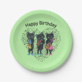 Black Cat Muzikanten Instrumenten Muzieknoot Hart Papieren Bordje (Voorkant)