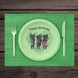 Black Cat Muzikanten Instrumenten Muzieknoot Hart Papieren Bordje