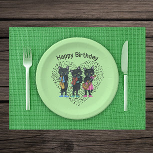 Black Cat Muzikanten Instrumenten Muzieknoot Hart Papieren Bordje