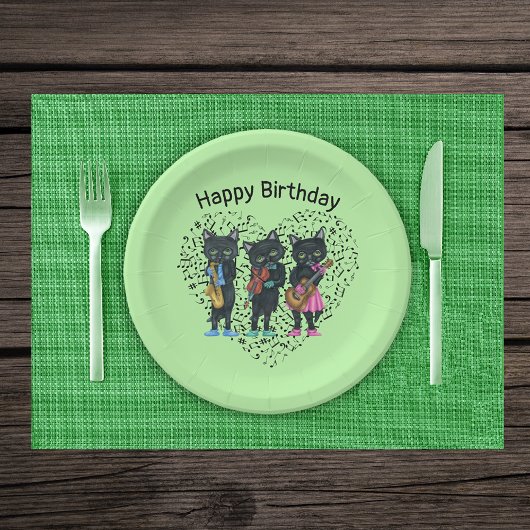 Black Cat Muzikanten Instrumenten Muzieknoot Hart Papieren Bordje