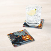 Black Cat Napping on Pumpkin Halloween  Kartonnen Onderzetters (Insitu)