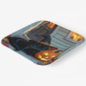 Black Cat Napping on Pumpkin Halloween  Papieren Bordje (Gebogen)