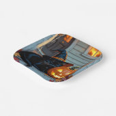 Black Cat Napping on Pumpkin Halloween  Papieren Bordje (Gebogen)