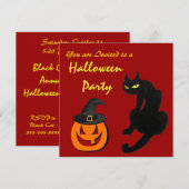 BLACK CAT NINJA HALLOWEEN PARTIJ KAART (Voorkant / Achterkant)