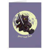 Black Cat Ninja Katana Swords Flying Kick Cartoon (Voorkant)