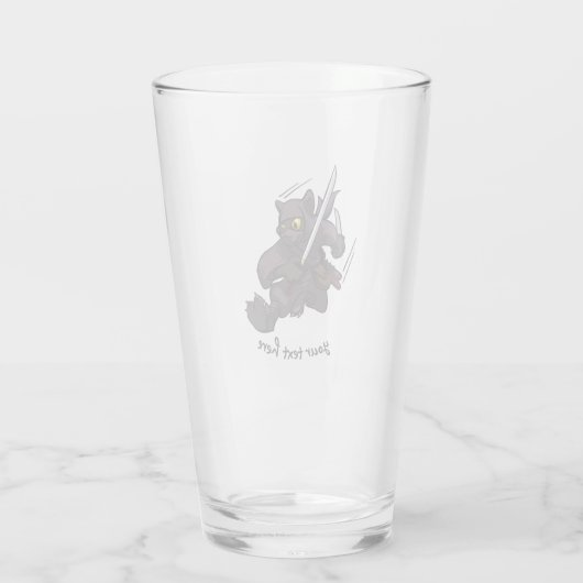 Black Cat Ninja Katana Swords Flying Kick Cartoon Glas (Achterkant)