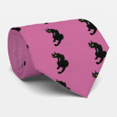 BLACK CAT NINJA Roze Zwart Tekening Stropdas (Opgerold)
