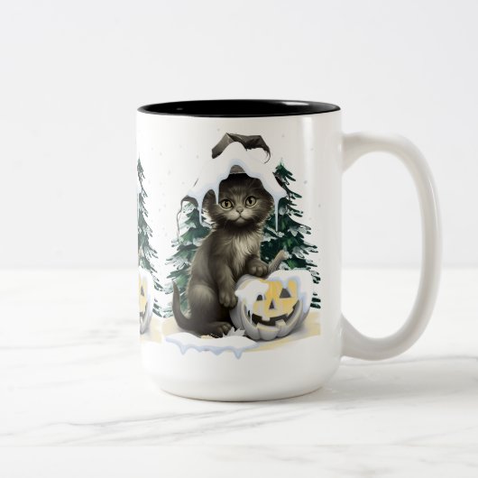 Black Cat On A Jack Tweekleurige Koffiemok (Rechts)