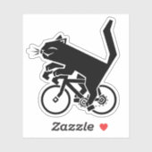 Black Cat on Bicycle Custom-Cut Vinyl Sticker (Vel)