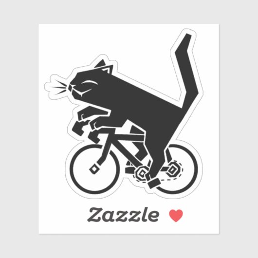 Black Cat on Bicycle Custom-Cut Vinyl Sticker (Vel)