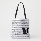 Black Cat On Bladmuziek Canvas tas (Voorkant)