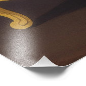 Black Cat on Blue Floral Armchair Foto Afdruk (Hoek)