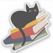 Black Cat on Books, Sticker (Voorkant)