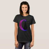 Black Cat on crescent moon bisexuality bi Pride fl T-shirt (Voorkant volledig)