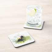 Black Cat on Grass Hard Plastic Onderzetter (Rechterzijde)