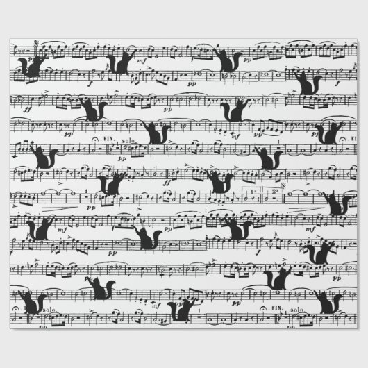 Black Cat ON Sheet Music Cadeaupapier (Vlak)