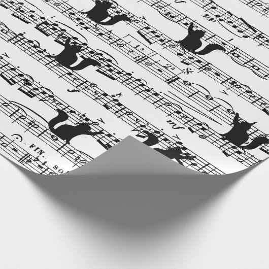 Black Cat ON Sheet Music Cadeaupapier (Hoek)