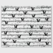 Black Cat on Sheet Music Cadeaupapier (Vlak)