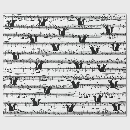 Black Cat on Sheet Music Cadeaupapier (Vlak)