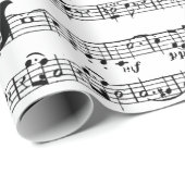 Black Cat on Sheet Music Cadeaupapier (Rol Hoek)