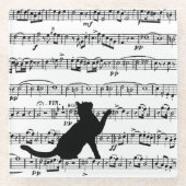 Black Cat on Sheet Music Glazen Onderzetter (Voorkant)