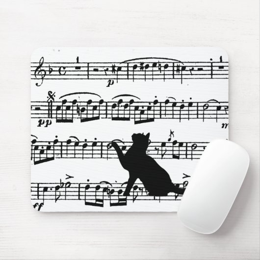 Black Cat on Sheet Music Muismat (Met muis)
