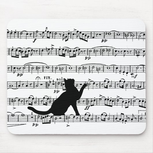 Black Cat on Sheet Music Muismat (Voorkant)