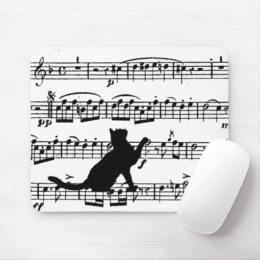 Black Cat on Sheet Music Muismat (Met muis)