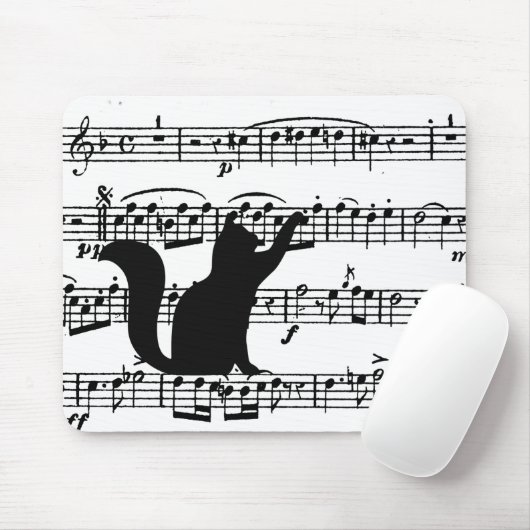 Black Cat on Sheet Music Muismat (Met muis)