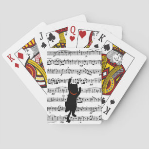 Black Cat on Sheet Music Pokerkaarten