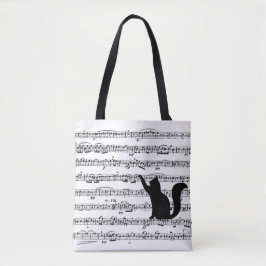 Black Cat on Sheet Music Tote Bag