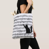 Black Cat on Sheet Music Tote Bag (Dichtbij)