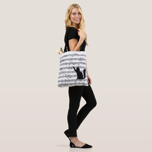 Black Cat on Sheet Music Tote Bag (Op model)